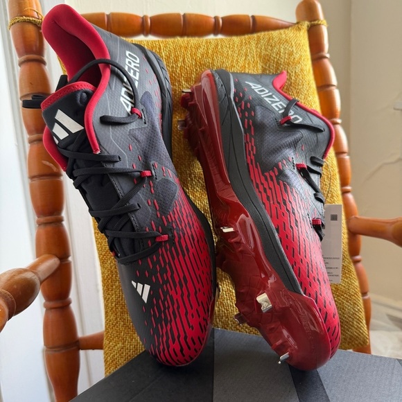 adidas Adizero Men\'s Black and Red Baseball Afterburner 9 Spikes 14 NEW IN BOX main image 6